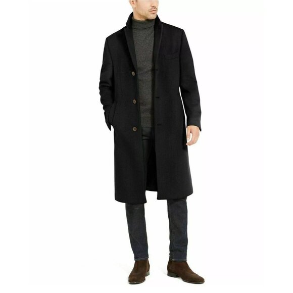 Ralph Lauren men's Columbia Classic Black Overcoat top Coat size 48R $495 - Picture 2 of 9